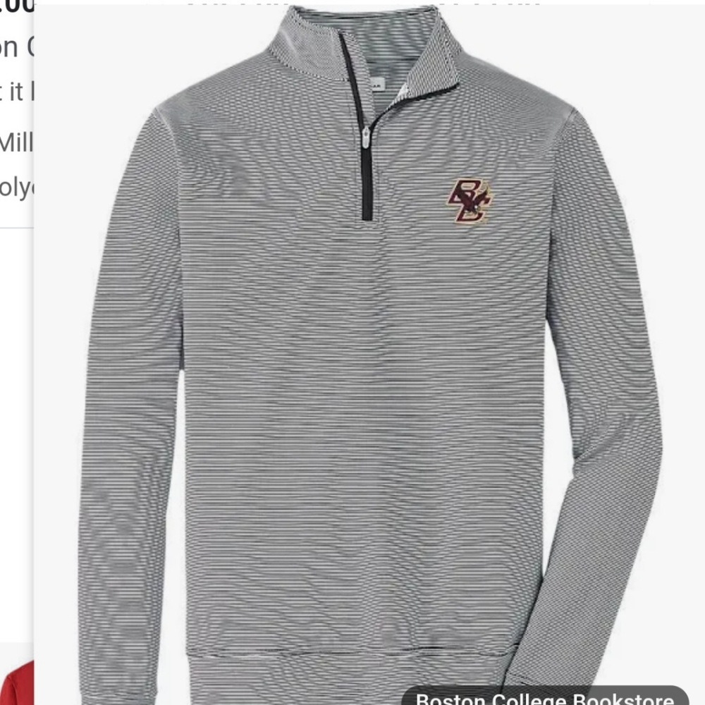 Peter Millar Boston College Black & White Striped Quarter Zip Jacket - M - Picture 10 of 10